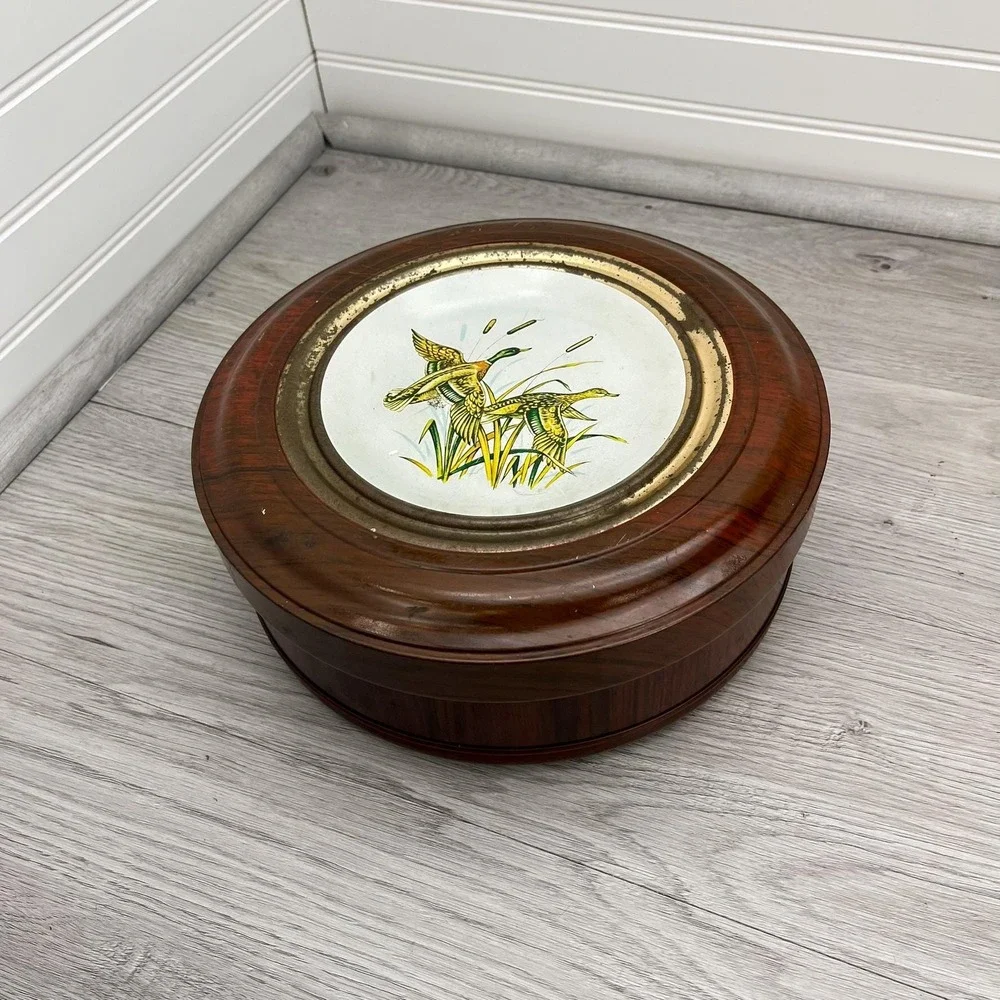 Vintage Mallard‎ Duck Tin: Decorative Storage Container with Lid